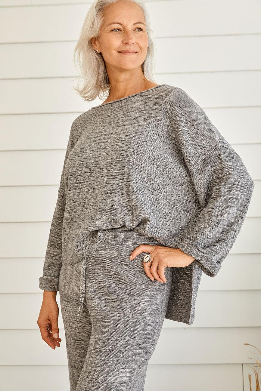 Retreat Cotton Twist Pullover Washed Black x Silver