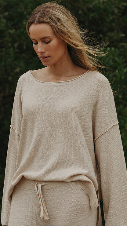 Winter Retreat Merino Cotton Pullover Nougat