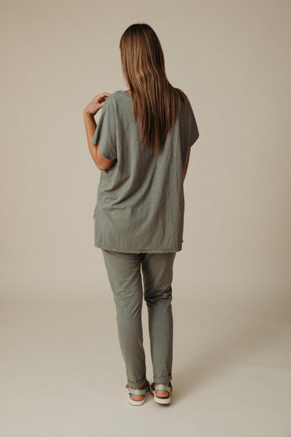 Shoreline Fine Slub Cotton T-Shirt Dusty Olive