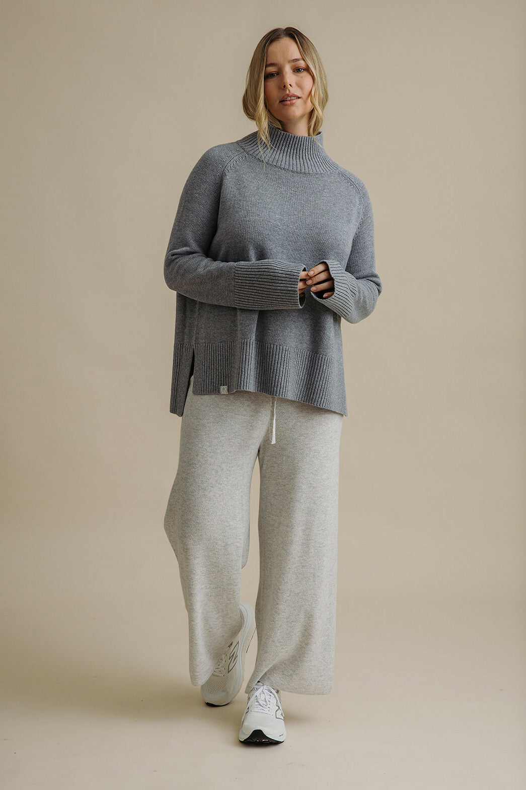 Harmony Merino Cotton Mock Neck Pullover Cloud