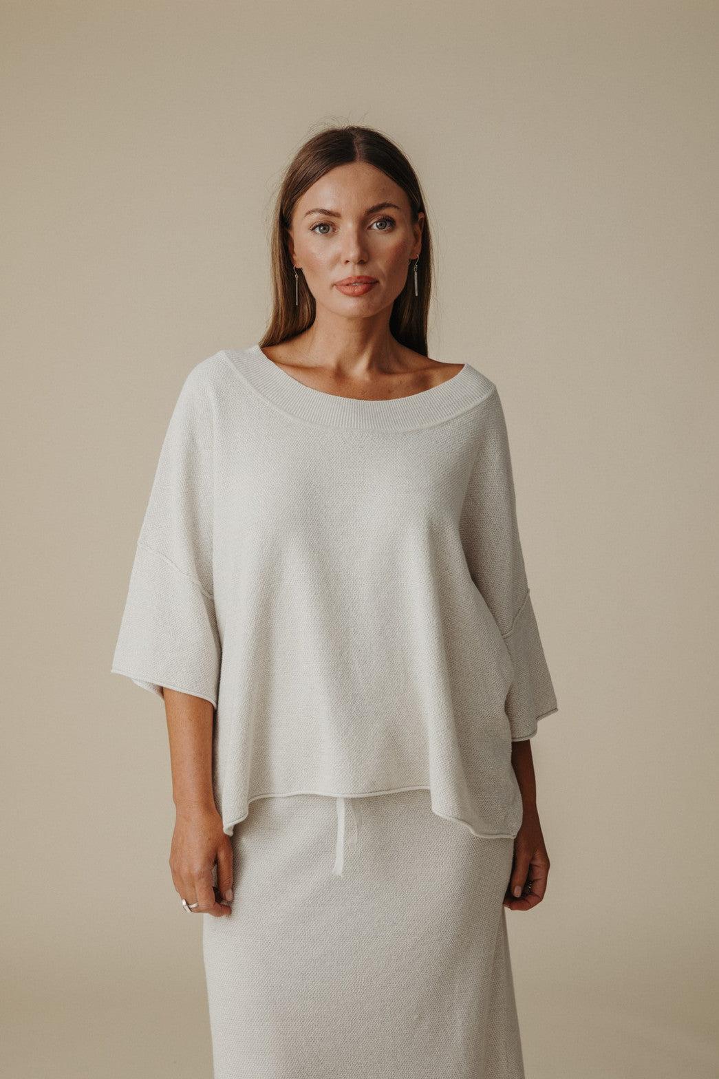 Retreat Cotton Twist Tee Pullover Silver x Salt