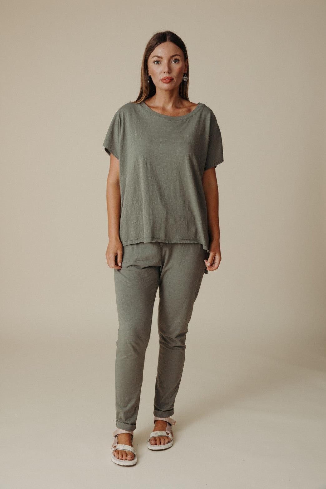 Shoreline Fine Slub Cotton T-Shirt Dusty Olive