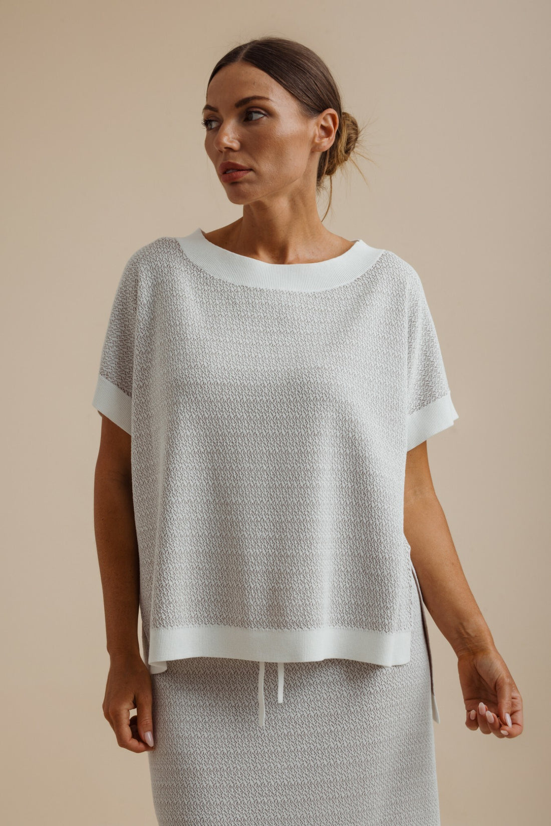 Crepe Knitted Tee Pullover