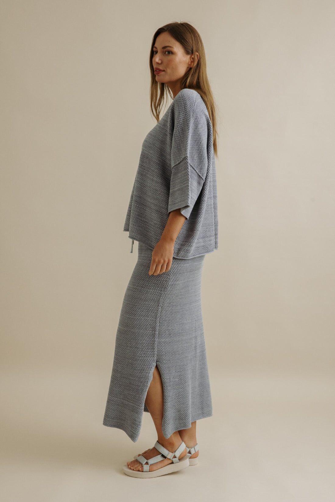 Coral Knitted Tee Pullover Sea Combo