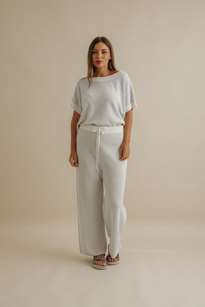 Crepe Knitted Tee Pullover Milk x Silver Haze
