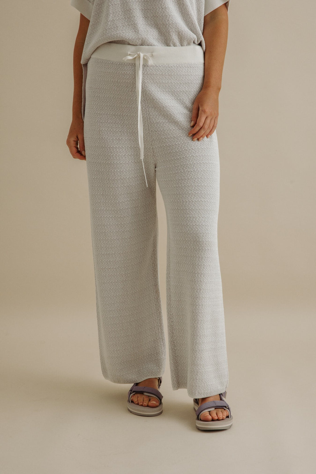 Crepe Knitted Pant Milk x Silver Haze