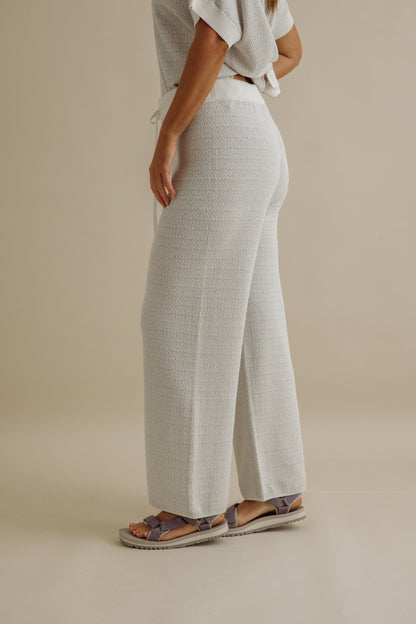 Crepe Knitted Pant Milk x Silver Haze