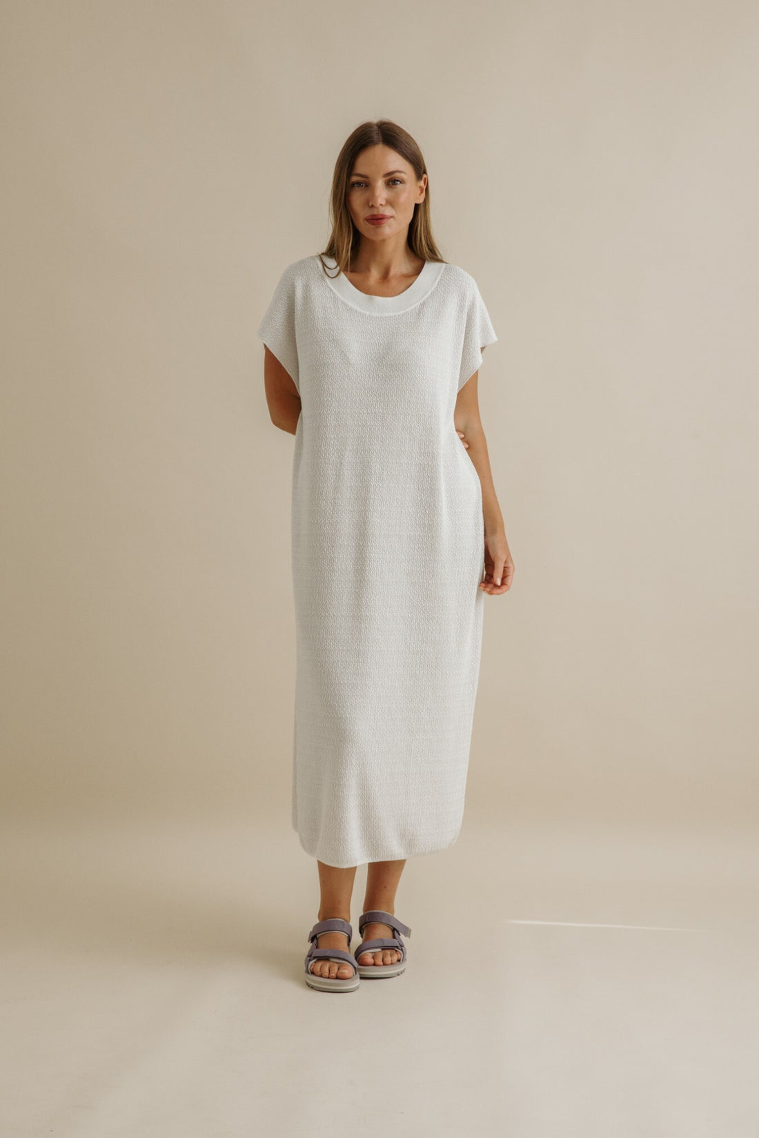 Crepe Tee Dress Milk x Silver Haze