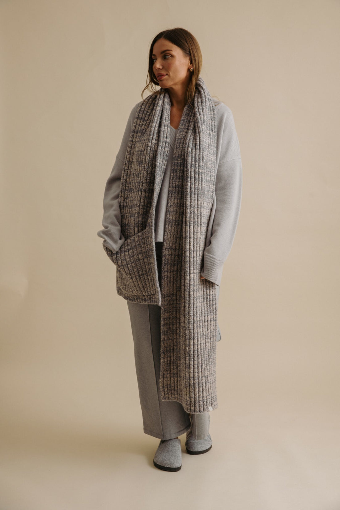 Dreams Rib Twist Scarf Wheat x Ash