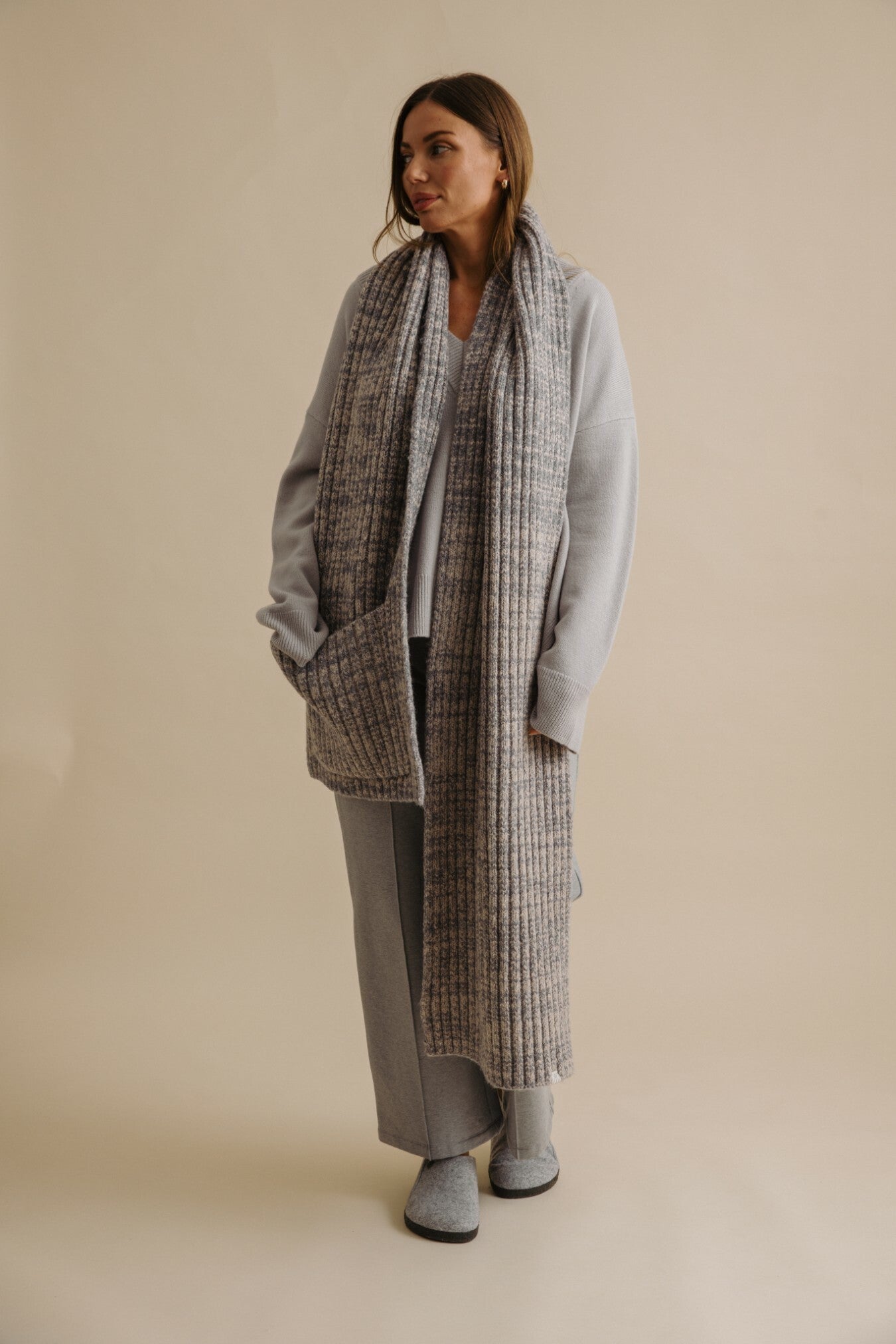 Dreams Rib Twist Scarf Wheat x Ash