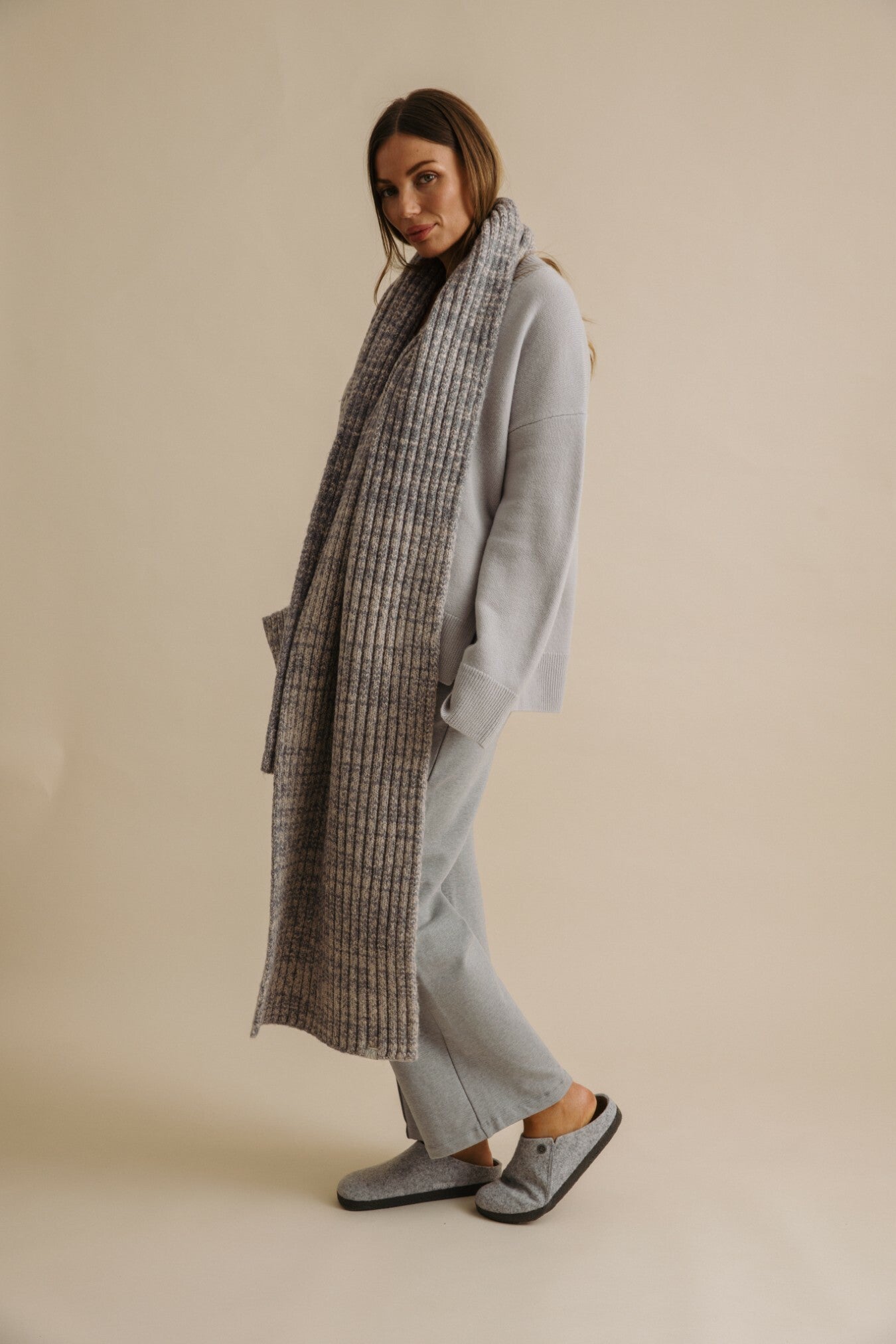 Dreams Rib Twist Scarf Wheat x Ash