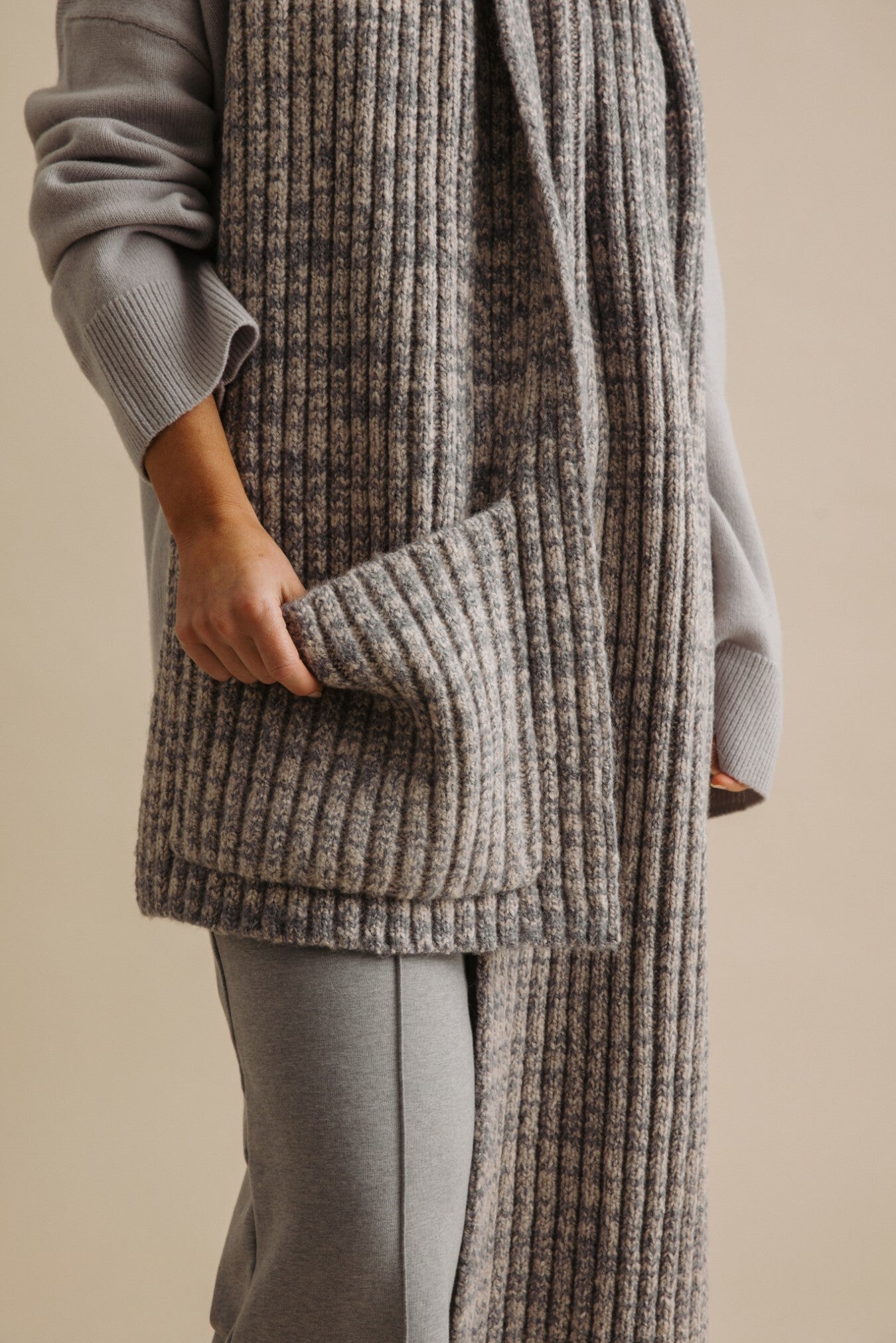 Dreams Rib Twist Scarf Wheat x Ash