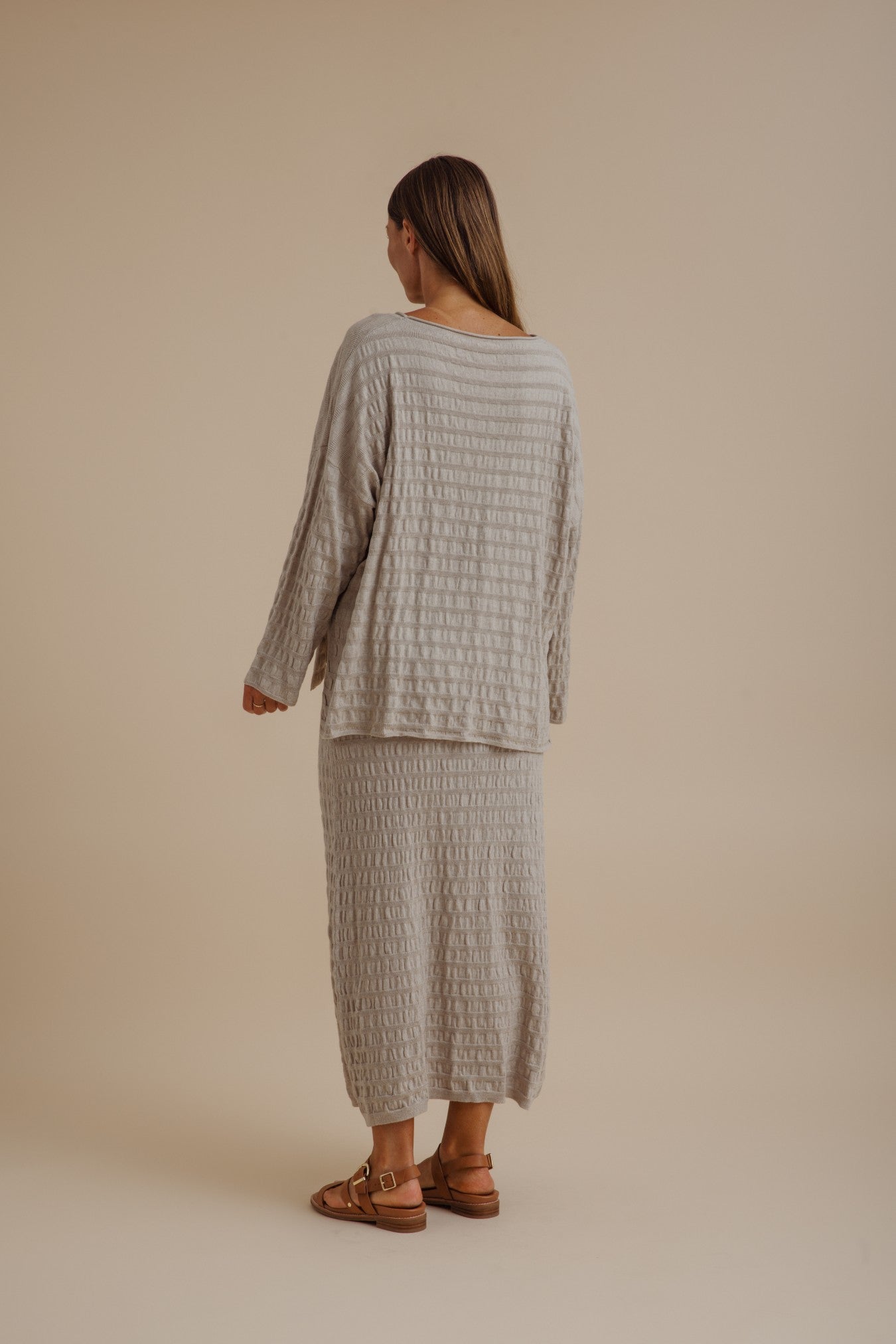 Waves Merino Cotton Pleat Pullover Wheat