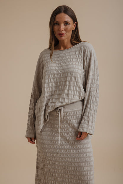 Waves Merino Cotton Pleat Pullover Wheat