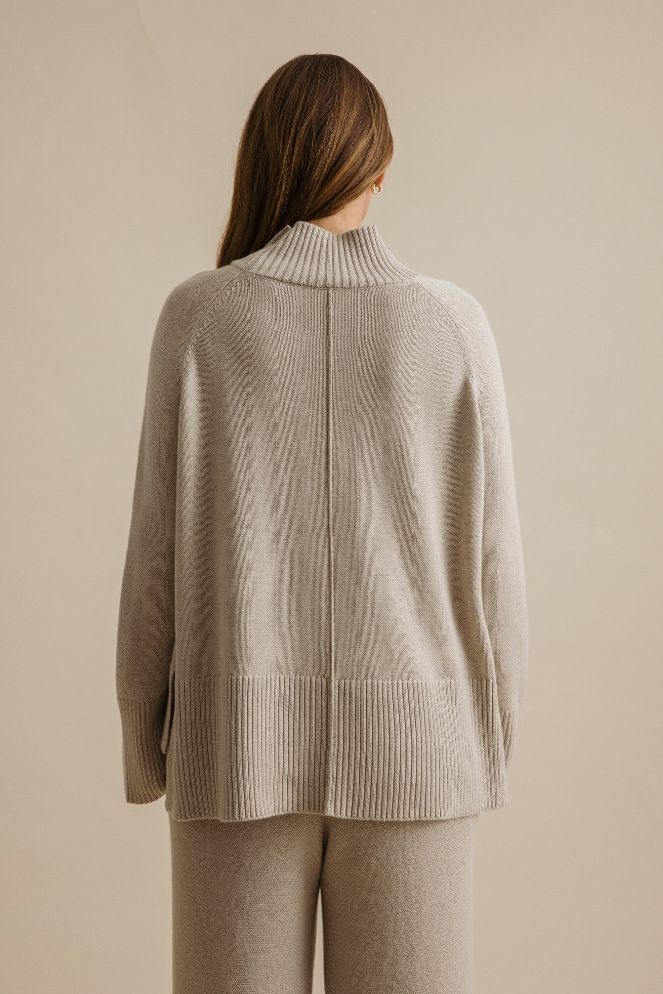 Harmony Merino Cotton Mock Neck Pullover Wheat
