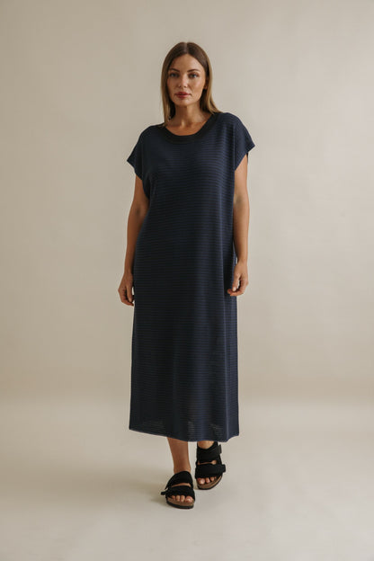 Lattice Knitted Dress Pool x Charcoal
