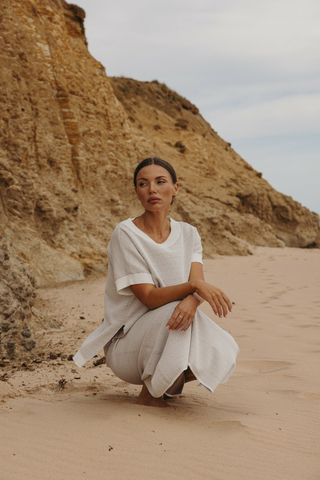 Crepe Knitted Tee Pullover