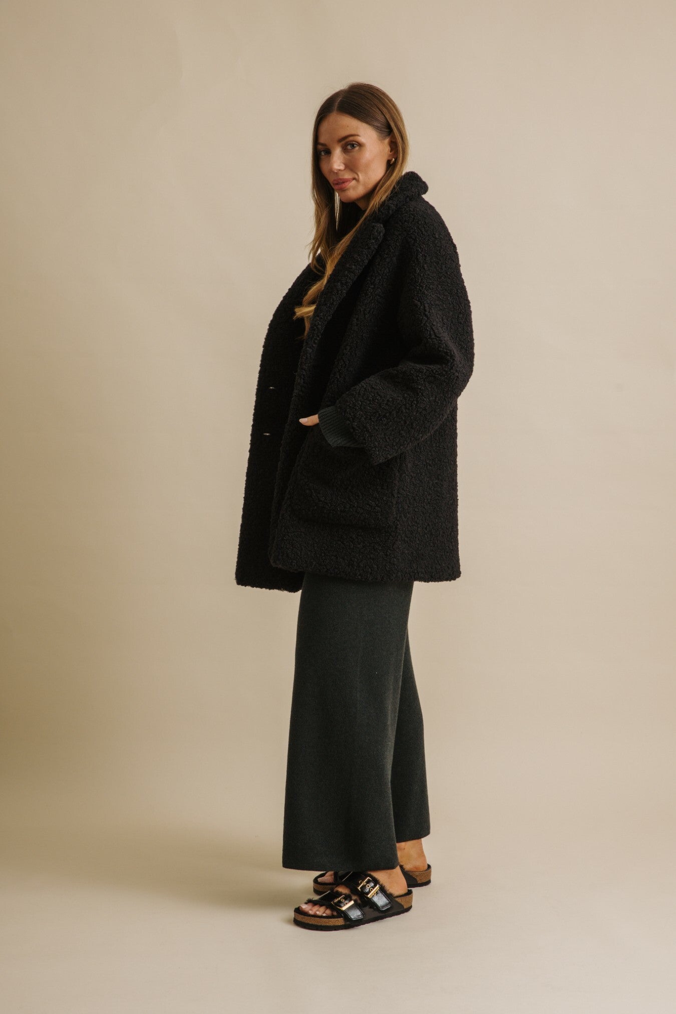 Polar Faux Fur Coat Noir