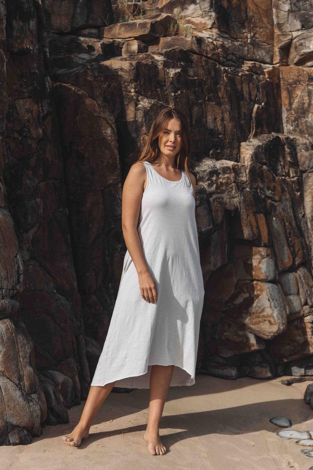 Shoreline Fine Slub  Breeze Dress Silver