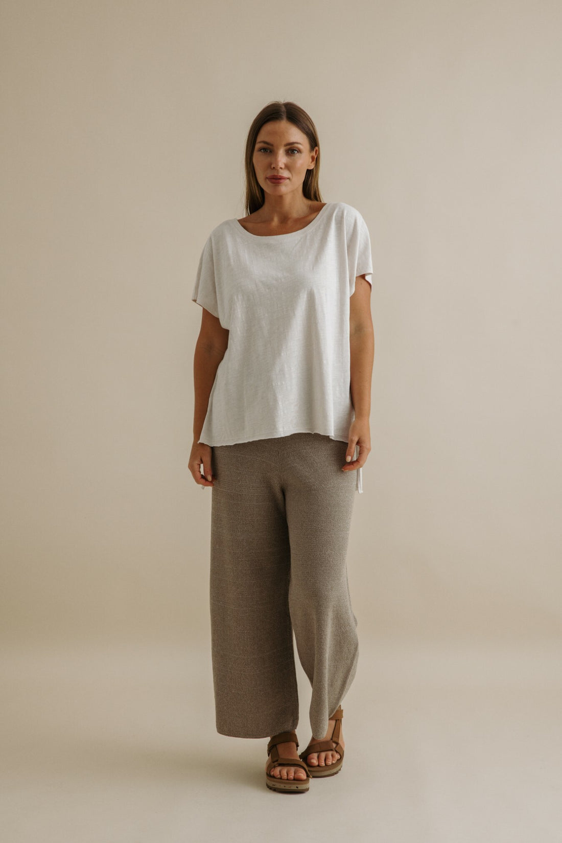 Shoreline Fine Slub Cotton T-Shirt Pearl