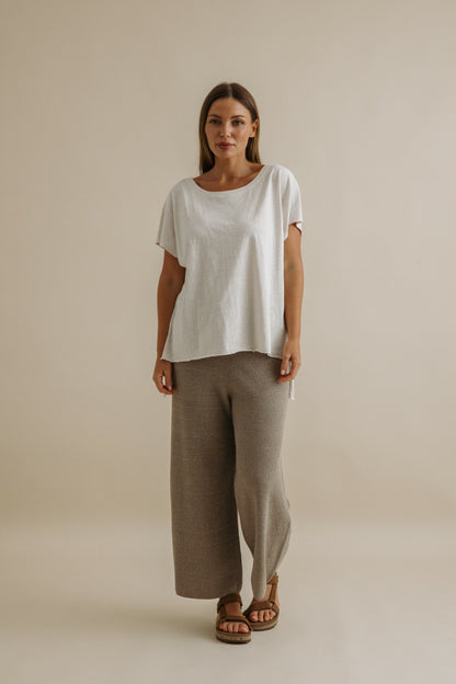 Shoreline Fine Slub Cotton T-Shirt Pearl