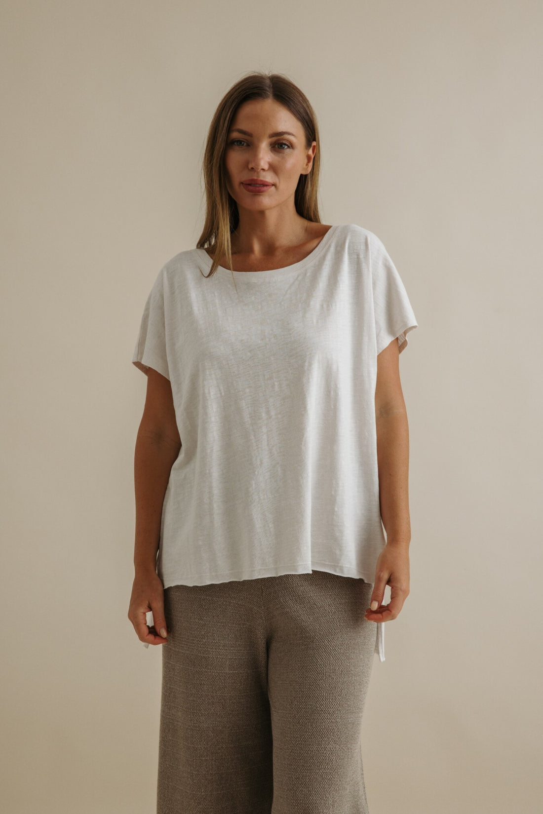 Shoreline Fine Slub Cotton T-Shirt Pearl
