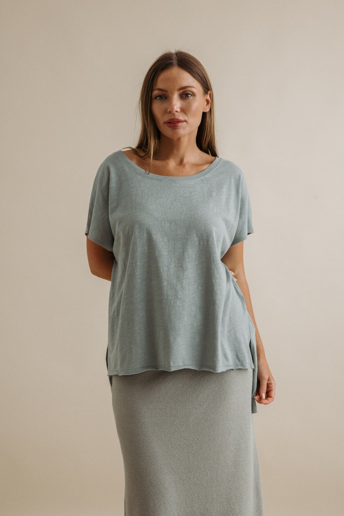 Shoreline Fine Slub Cotton T-Shirt Thyme