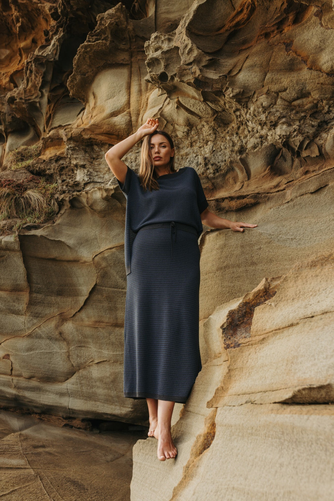 Lattice Knitted Skirt Pool x Charcoal