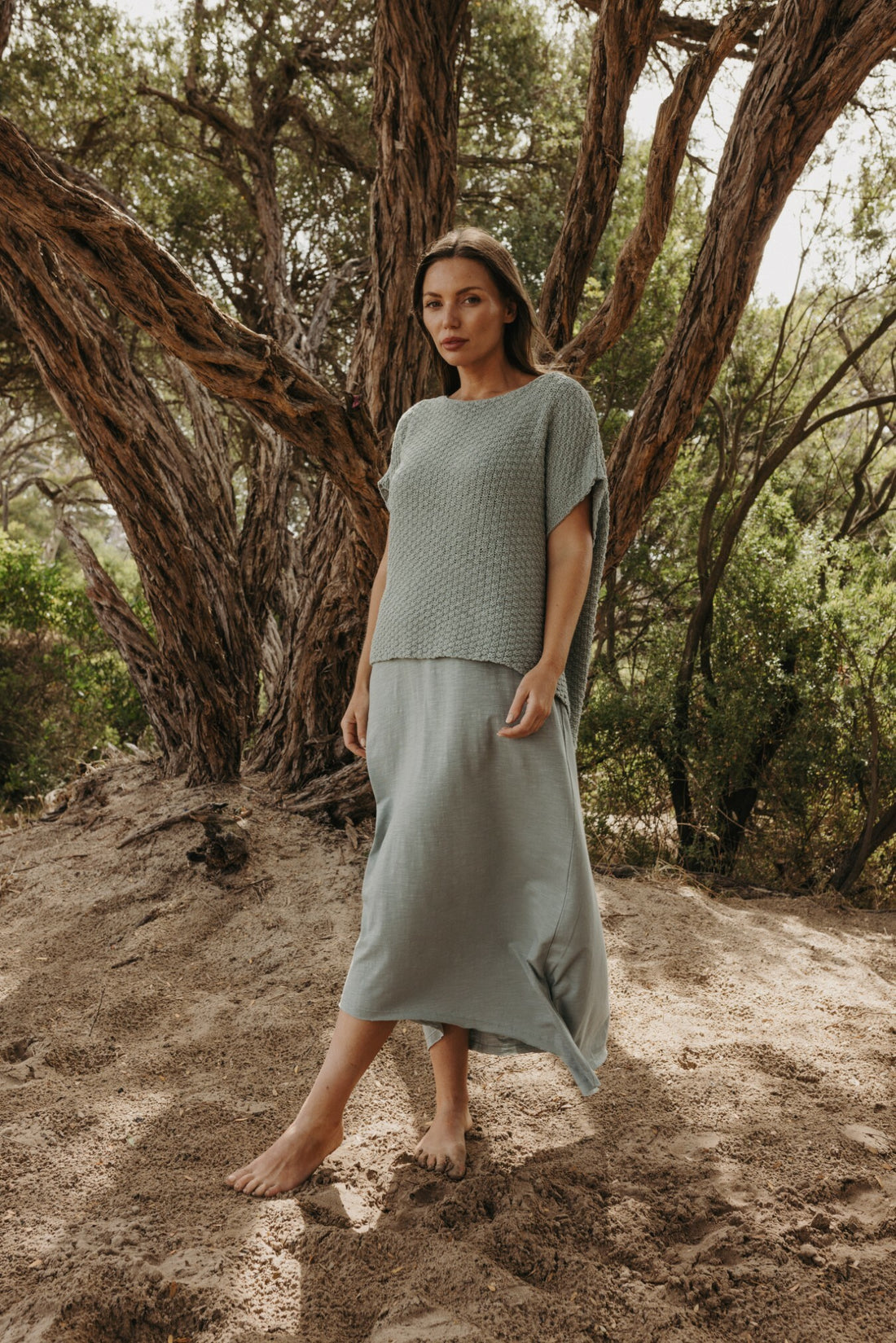 Ladder Shortsleeve Pullover Thyme