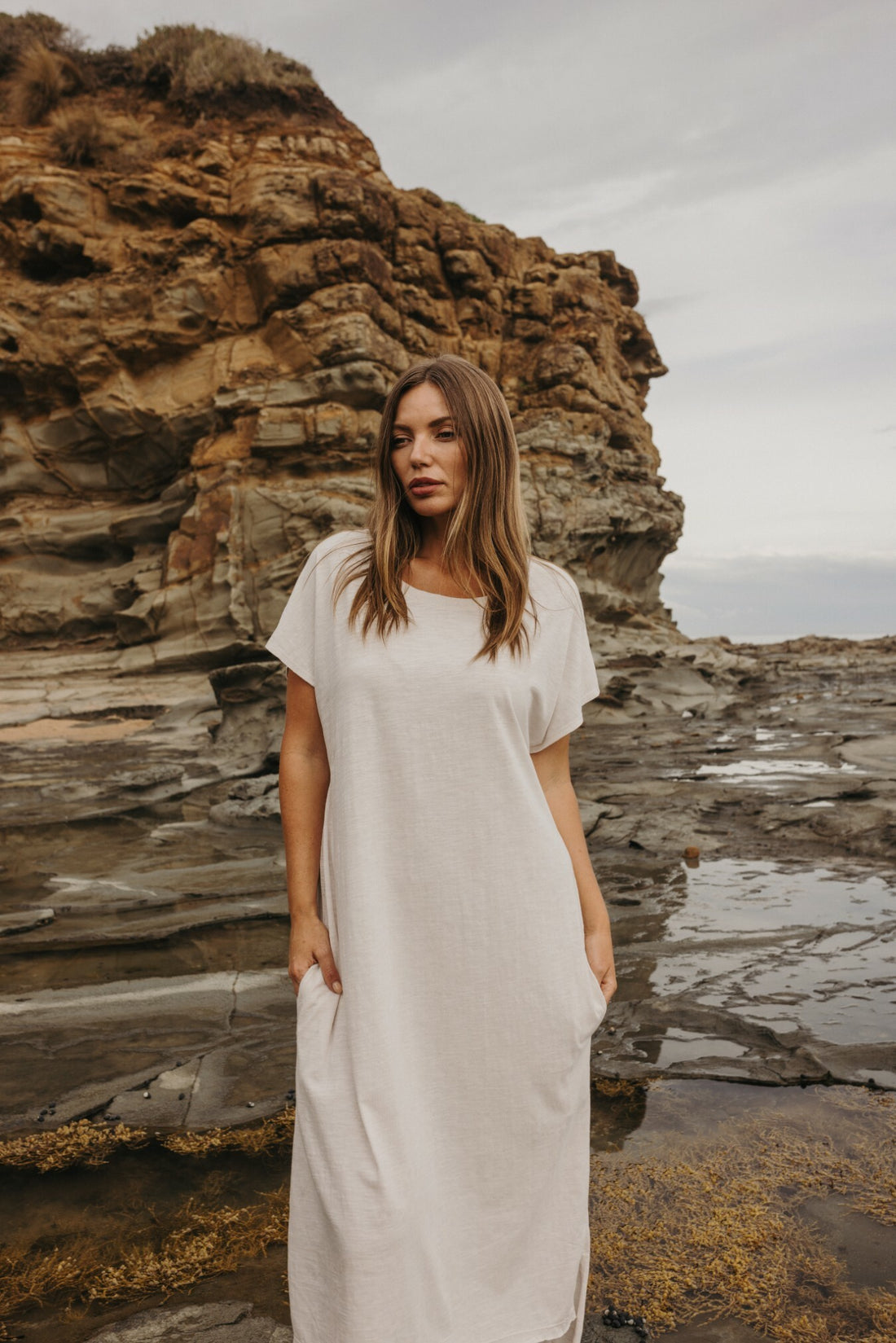 Shoreline T-Dress Pearl