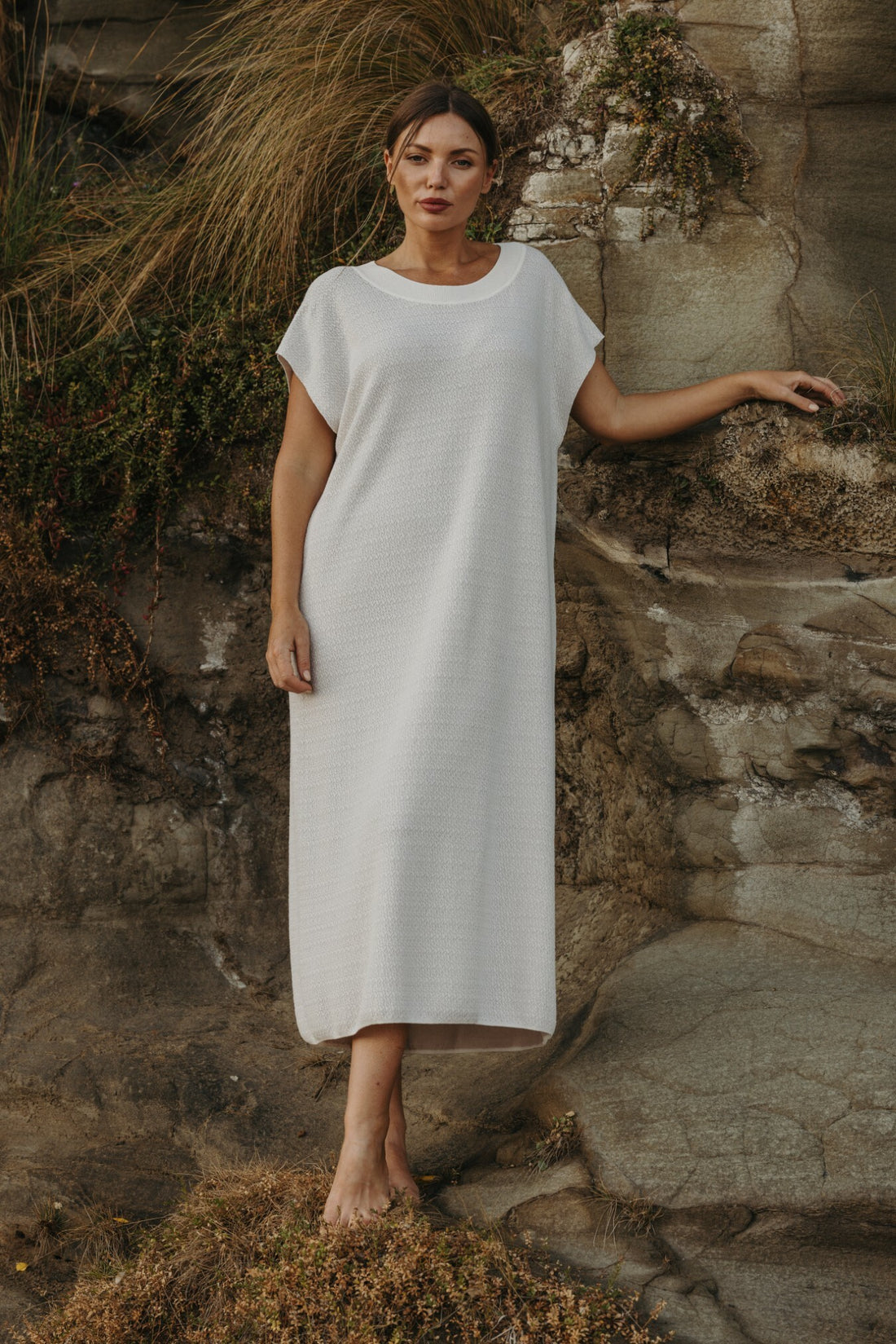 Crepe Tee Dress Milk x Silver Haze