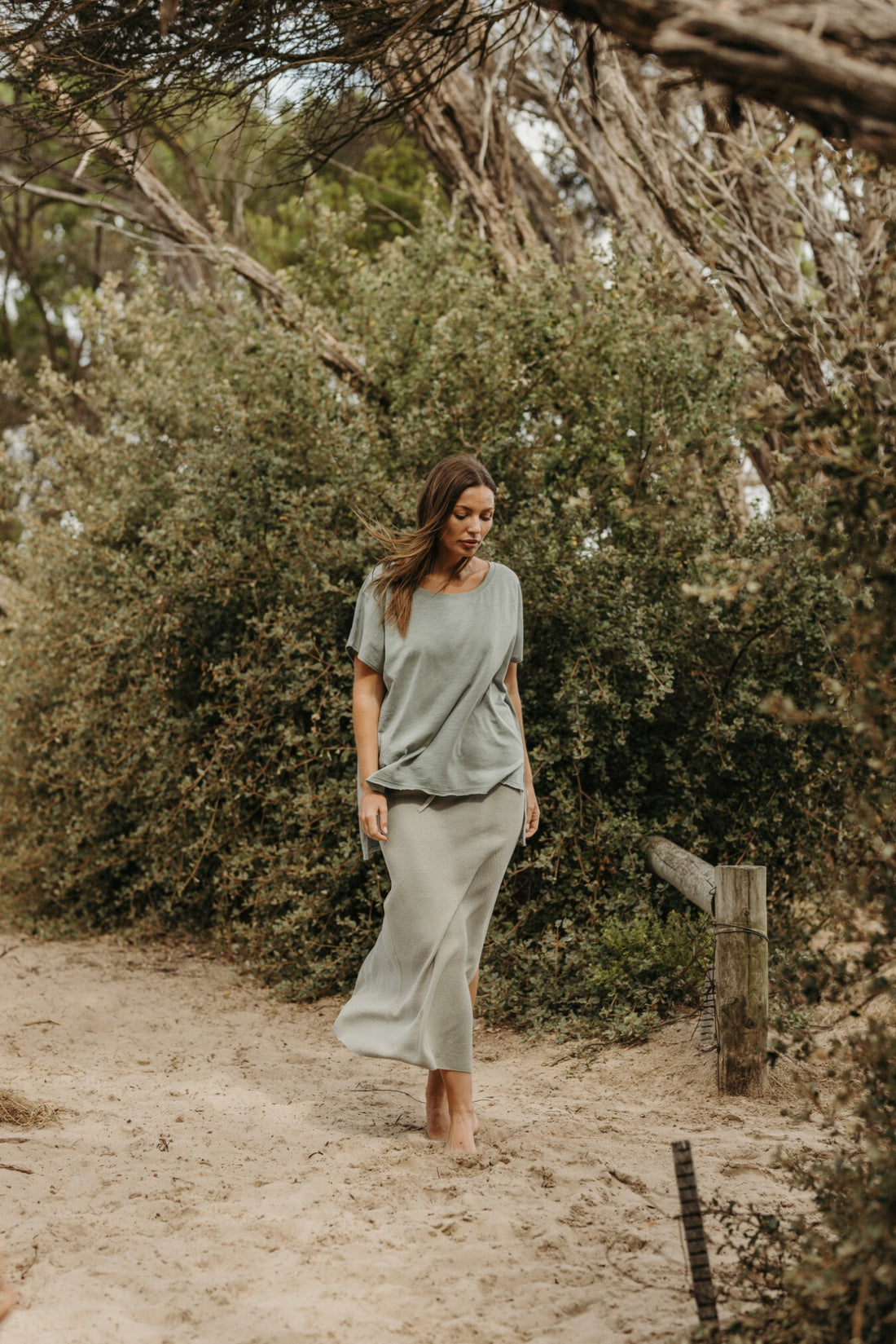 Shoreline Fine Slub Cotton T-Shirt Thyme