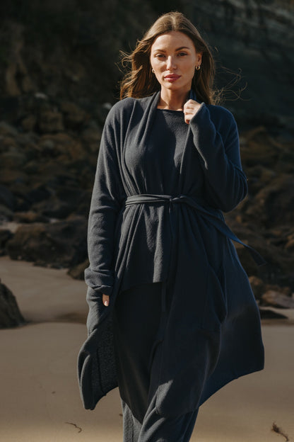 Winter Retreat Merino Cotton Shawl Long Cardi Lake