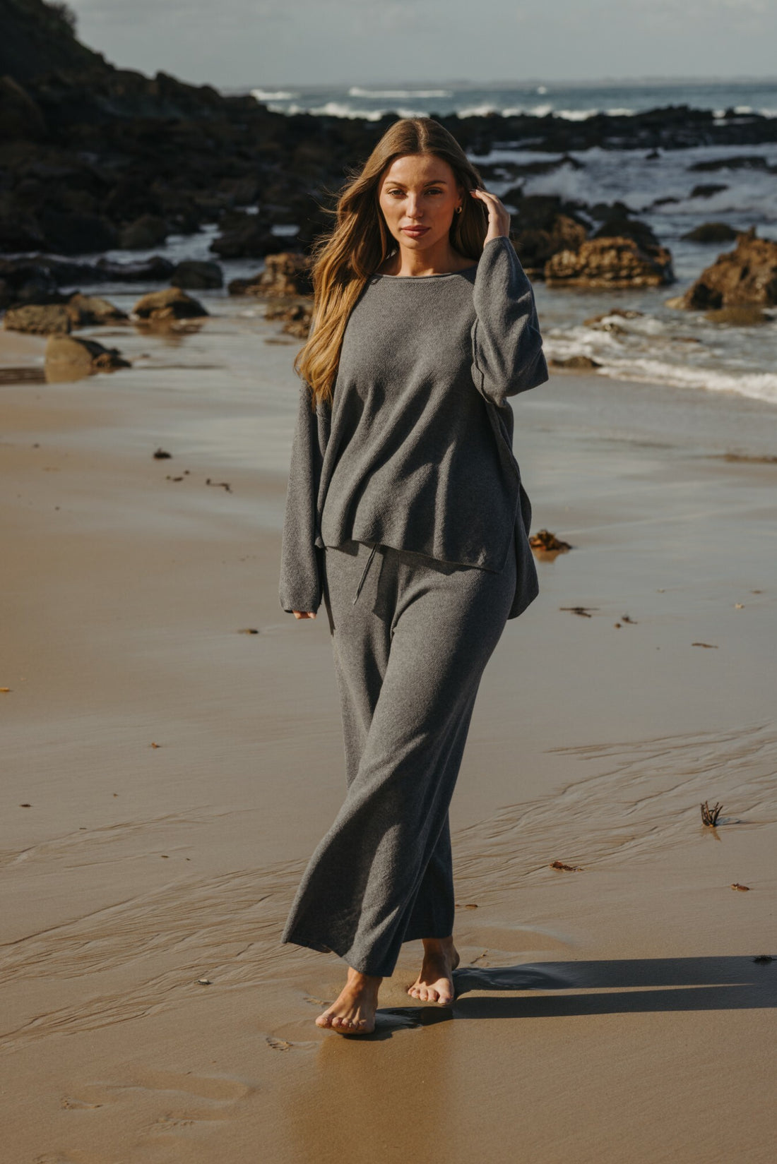 Winter Retreat Merino Cotton Pullover Ash