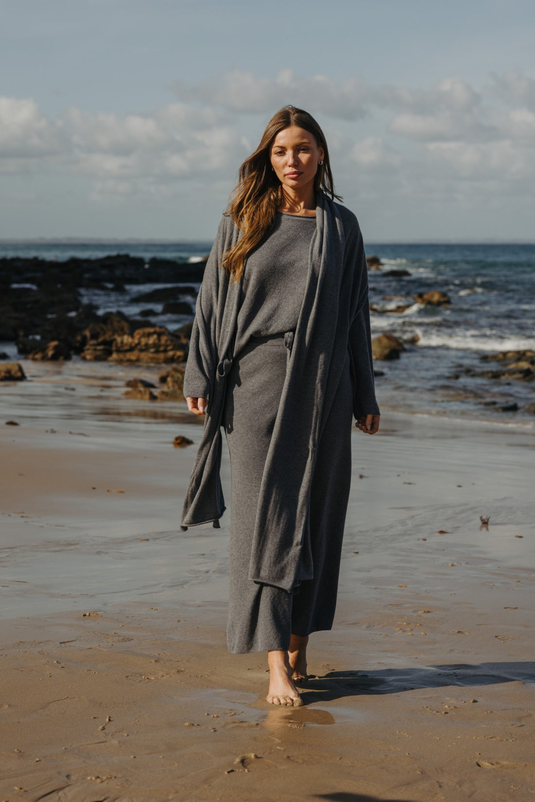 Winter Retreat Merino Cotton Wrap Ash