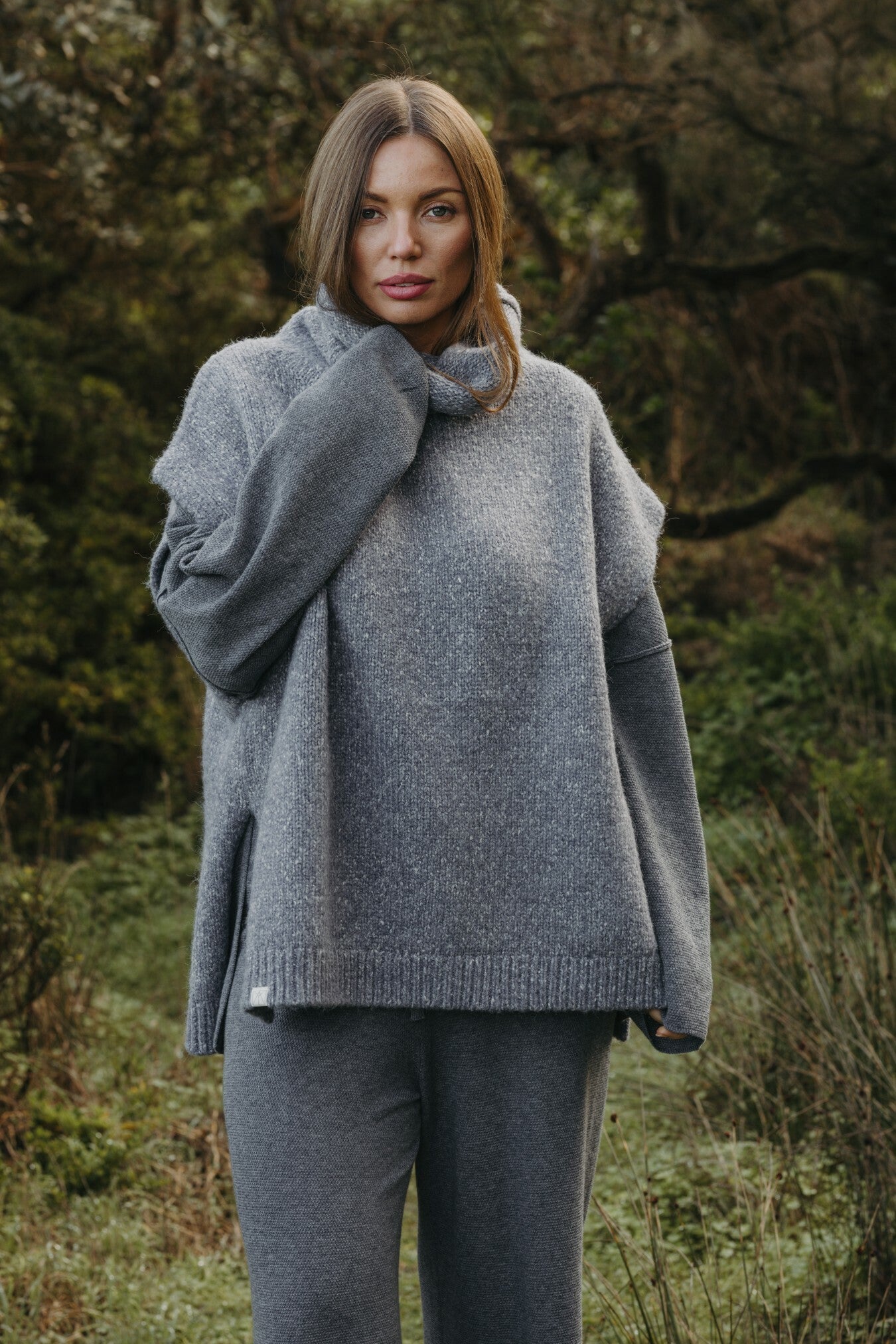 Dreams Funnel Neck Tabard Ash