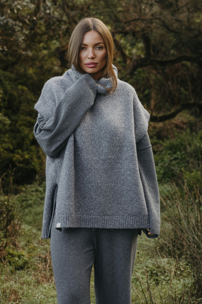 Dreams Funnel Neck Tabard Ash