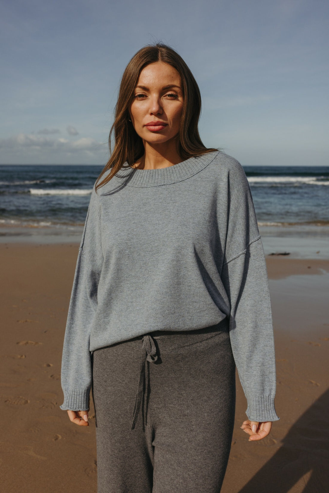 Elevate Crew Merino Cashmere Pullover Ocean