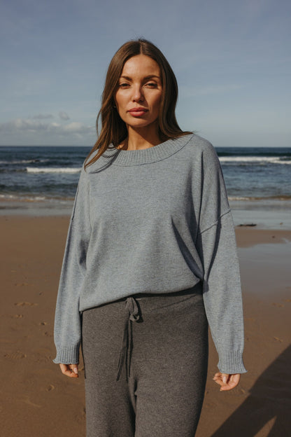Elevate Crew Merino Cashmere Pullover Ocean
