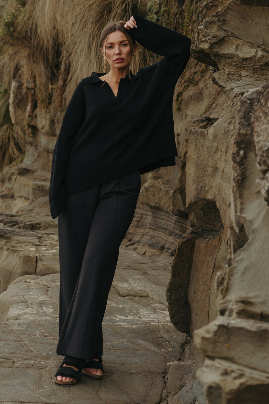 Heavenly Fleece Pull On Pant Washed Black