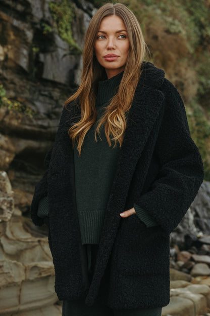 Polar Faux Fur Coat Noir