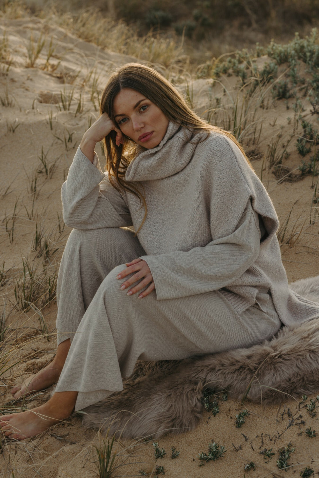 Dreams Funnel Neck Tabard Wheat