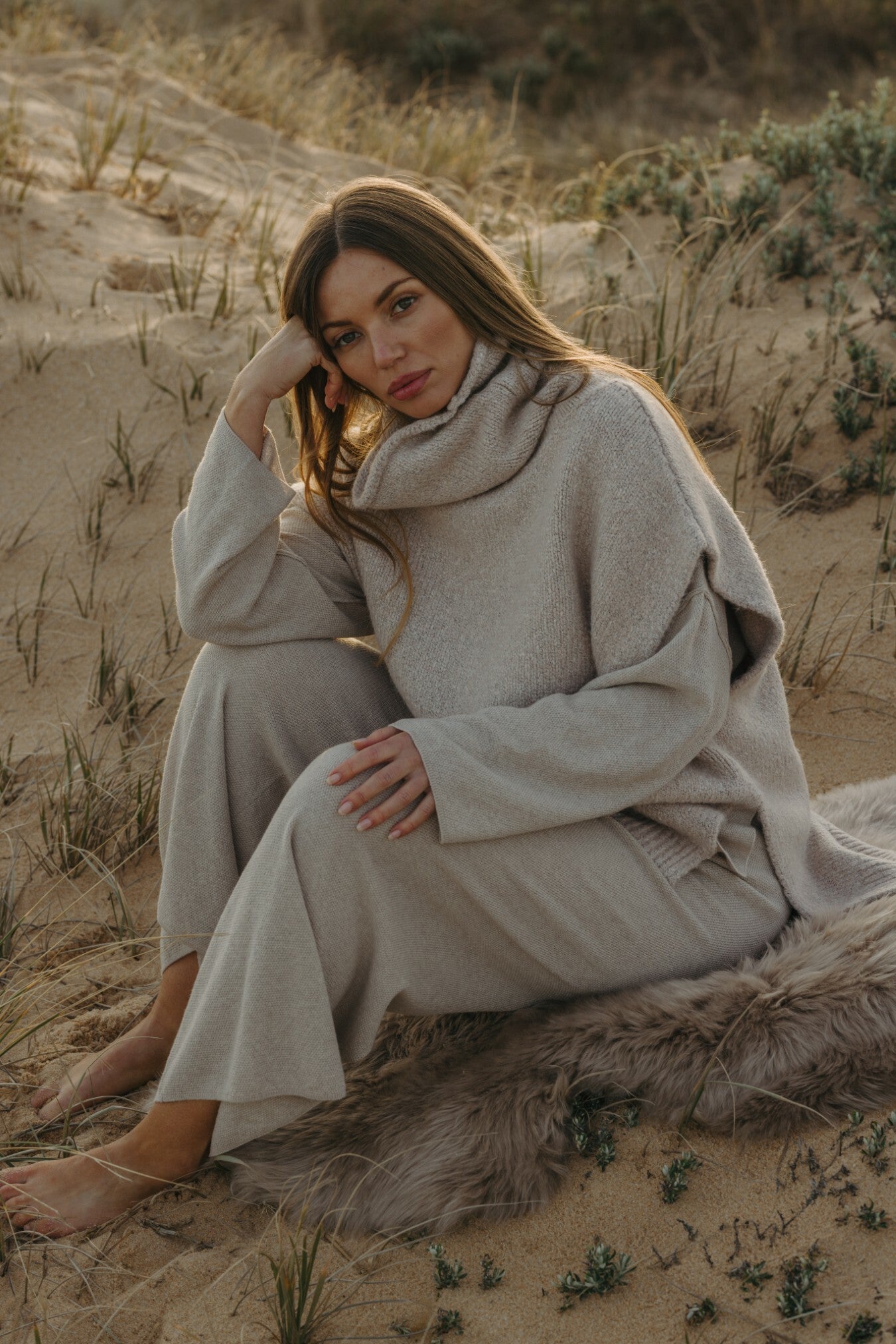 Dreams Funnel Neck Tabard Wheat