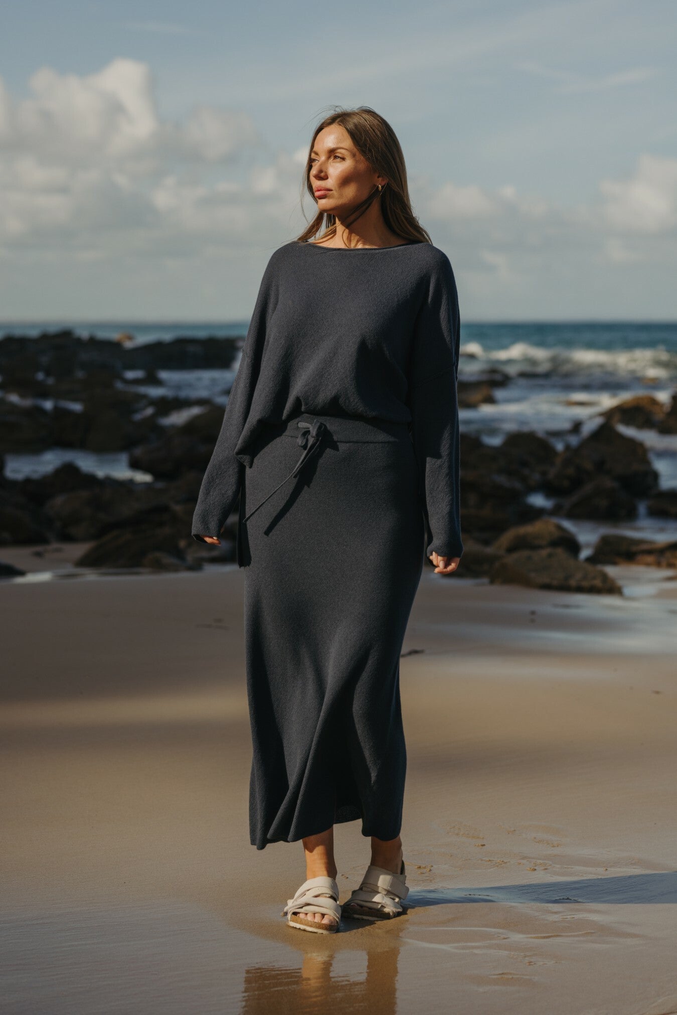 Winter Retreat Merino Cotton Skirt Lake