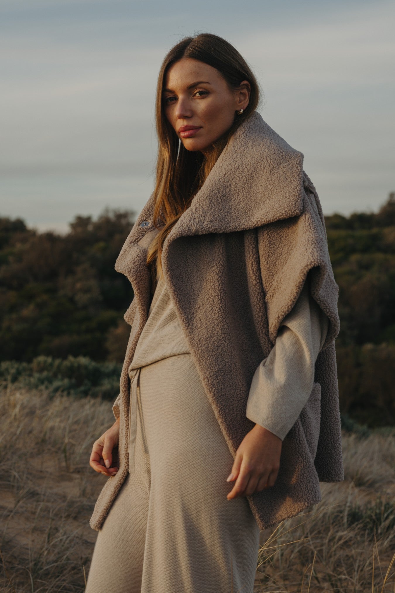 Sherpa Cuddle Coat Putty – TALAMAYA