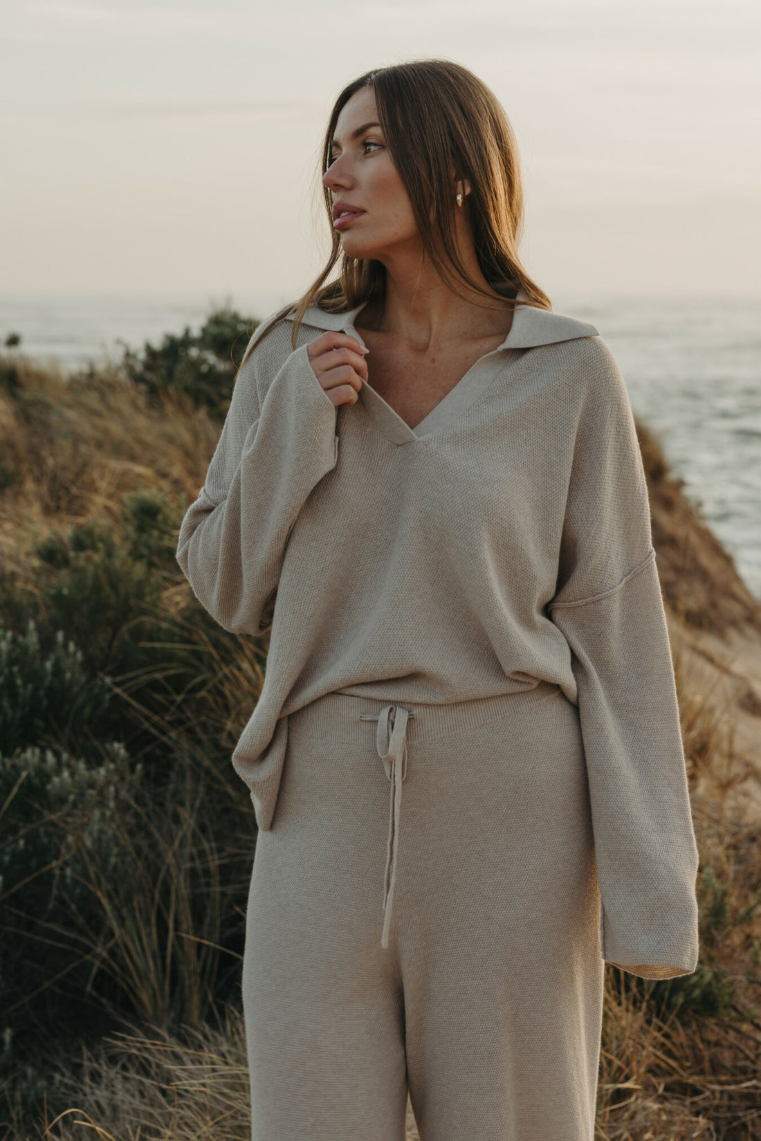 Winter Retreat Collar Pullover Wheat