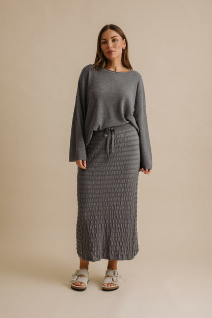 Waves Merino Cotton Pleat Skirt Ash