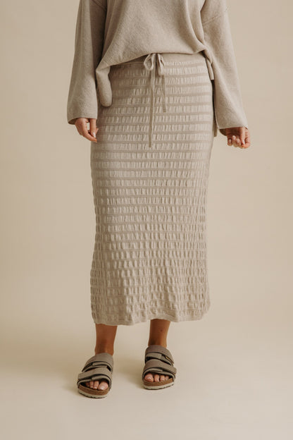 Waves Merino Cotton Pleat Skirt Wheat