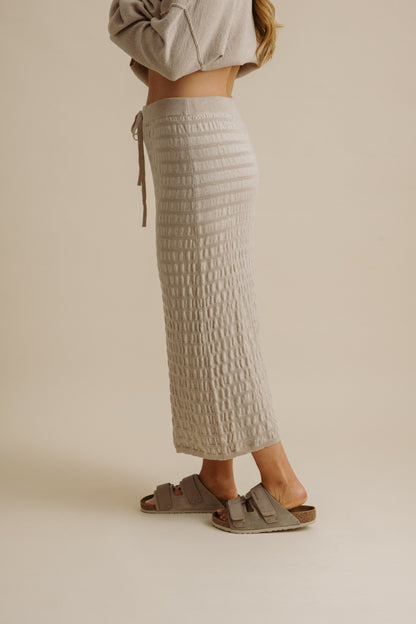 Waves Merino Cotton Pleat Skirt Wheat