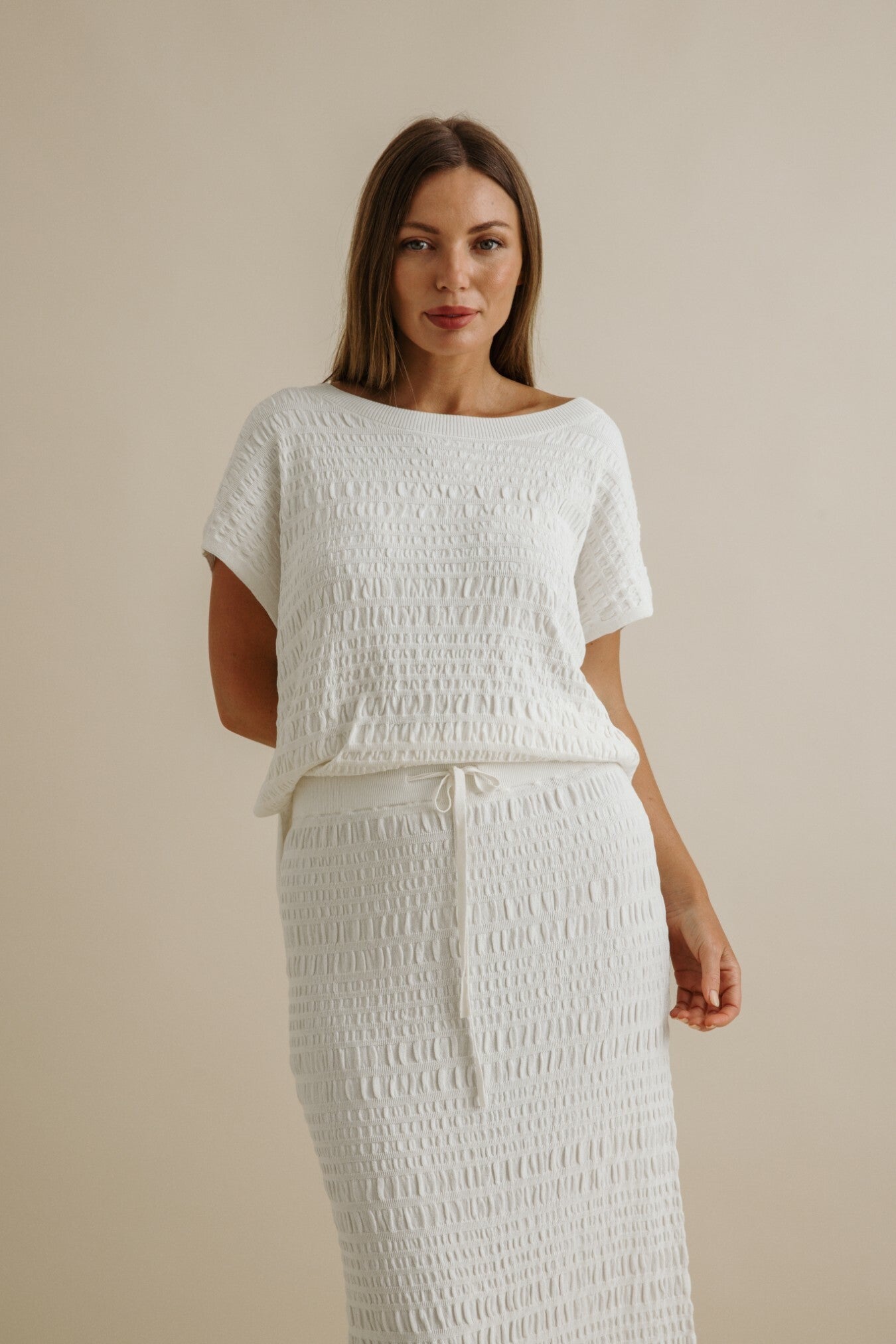 Waves Pleat Pullover Vanille